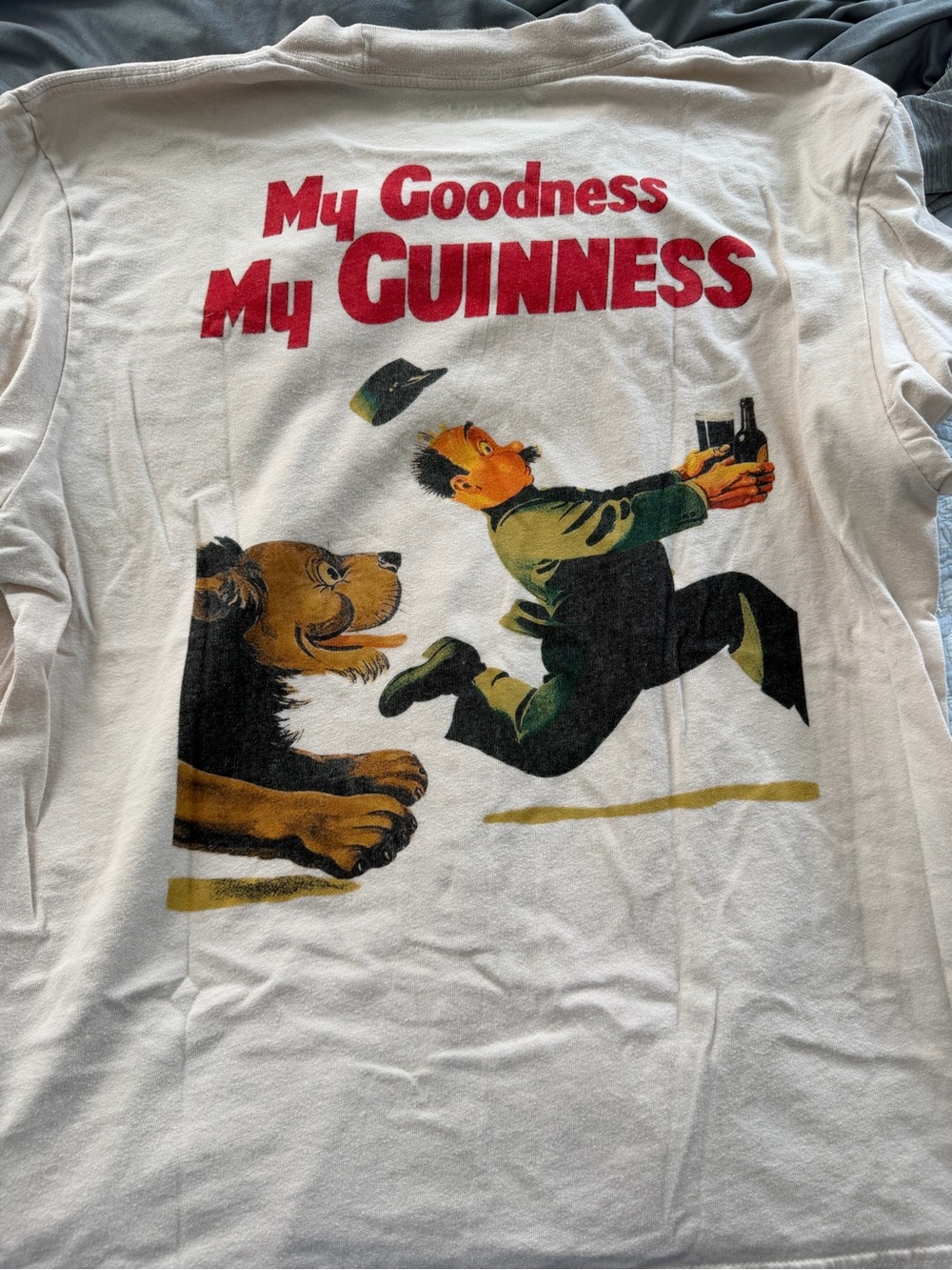 Guinness White Graphic Dog T-Shirt with Red Logo
